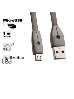 Кабель MicroUSB USB для телефона 2,1А плоский зарядный