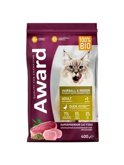 Hairball&Indoor Adult Корм сухой для кошек 400г