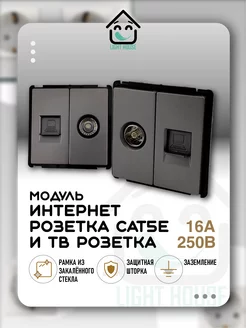 Розетка ТВ и Интернет CAT5E в сборе