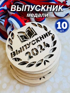 Медаль Выпускник 2024 на окончание школы и садика 10 штук