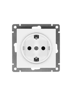 Розетка одноместная, 16А, 220В, белая (еврослот) 0028