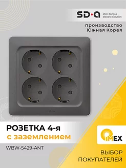 Розетка скрытая с заземлением, WBW-5429-ANT, антрацит