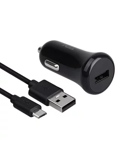 Автомобильное зарядное устройство USB, 1А + кабель microUSB